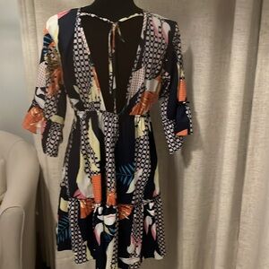 Colorful Patterned V-Neck cover-up plunging neck line fun and flirty,